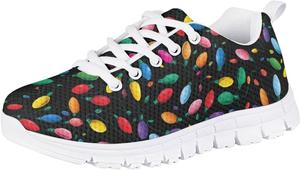 Детские кроссовки Forchrinse для девочек и мальчиков, шнуровка, беговые и теннисные, легкая спортивная обувь, обувь для праздничных мероприятий, Christmas Colorful Lights