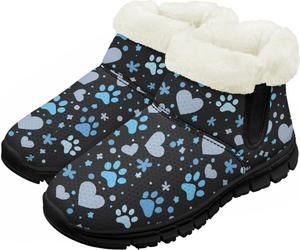 Детские водонепроницаемые зимние ботинки для снега - теплые, с меховой подкладкой для мальчиков и девочек (малыши/маленькие дети/старшие дети), черная подошва Pzuqiu, Blue Dog Paw