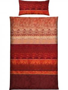 Односпальное трикотажное постельное белье красного цвета Erwin Müller, 155 x 220 + 80 x 80 см