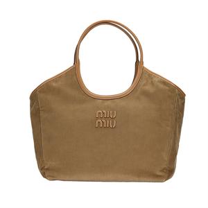 Сумка-шоппер из вельвета женская цвета корицы MIU MIU