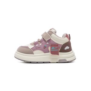 Детские утепленные ботинки для девочек с плоской подошвой, утолщенные и с флисовой подкладкой, противоскользящие и износостойкие WARRIOR, бежевый/deep розовый/фиолетовый (fleece-lined)