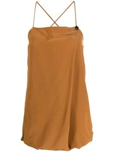 Шелковый топ с квадратным вырезом Alysi, коричневый