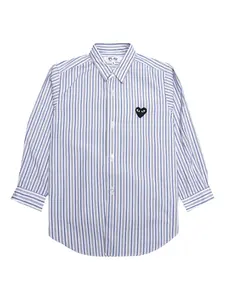 Полосатая рубашка с логотипом Comme Des Garçons Play Kids, синий