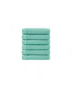 Набор из 6 хлопковых полотенец с диагональной ребристой текстурой Madison Park, бирюзовый