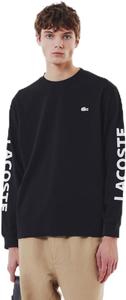 Мужская футболка LACOSTE из плотной ткани с принтом на рукавах, черный