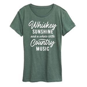 Женская футболка с графическим рисунком Whisky Sunshine Country Music, цвет Heather Green