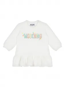 Платье с длинными рукавами и логотипом Moschino Kids, белый