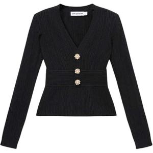 Трикотаж Женская Классическая Черная Футболка Self-portrait