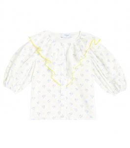 Хлопковая рубашка со сборками и цветочным принтом Paade Mode, белый