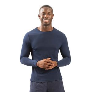 Мужская однотонная рубашка для плавания Dolfin с длинным рукавом UPF 50+ с круглым вырезом и рашгардом, темно-синий