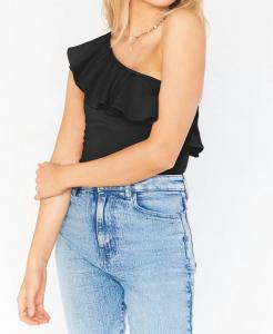 Боди Ophelia Ruffle Bodysuit из черного эластичного материала Show Me Your Mumu