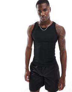 Топ Icon slim fit бесшовный в рубчик черного цвета ASOS 4505