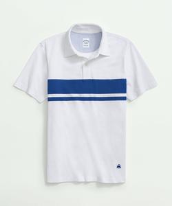 Поло из хлопкового трикотажа с полосками на груди