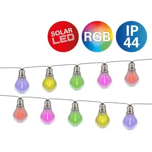 Солнечная гирлянда näve LED Linda, 10 лампочек с имитацией пламени, 10 прозрачных лампочек, RGB-LED, датчик сумерек, длина кабеля 180 см Näve, Bunt