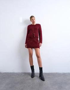 Юбка из трикотажного мишурного трикотажа Topshop бордового цвета