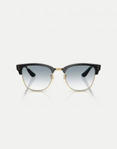 Солнцезащитные очки Ray-Ban Clubmaster с синими линзами в черно-золотой оправе