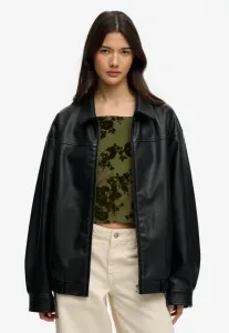 Куртка-Бомбер из искусственной кожи с воротником Superdry & Co, Black