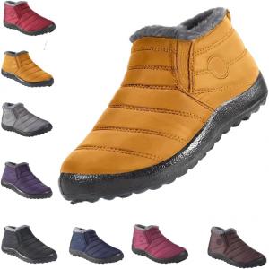 Женские зимние ботинки-снегоступы, теплые, на щиколотку, водонепроницаемые, удобные, без шнурков, с меховой подкладкой, женские зимние ботинки Generic, Yellow