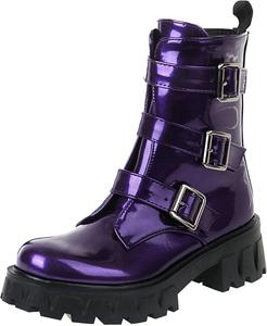 Ботильоны на платформе и каблуке Parisuit Lug с пряжкой в готическом стиле для женщин, Purple