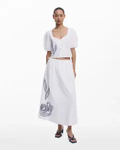 Юбка миди с вышивкой Desigual, белый