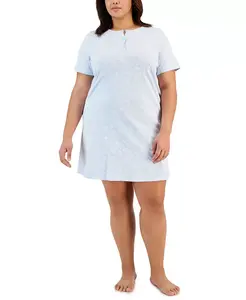 Свободная ночная сорочка из хлопка с цветочным принтом Ditsy, Plus Size Charter Club, синий