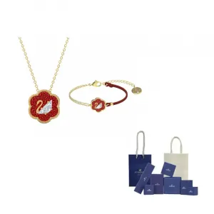 Кулон "Цветок Удачи" для женщин Swarovski, золотой-plated/красный