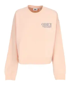 Свитшот с круглым вырезом «Персиковый парфе» с вышивкой Obey, бежевый