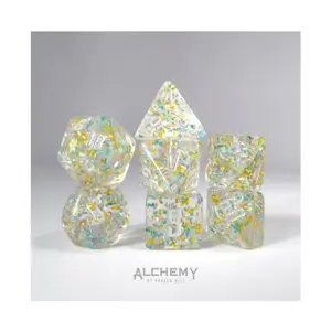 Набор Poly — синие и золотые фрагменты с серебром (7), Poly Sets - Alchemy Dice Sets