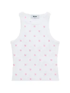 Трикотажная майка в рубчик с монограммой Msgm, белый