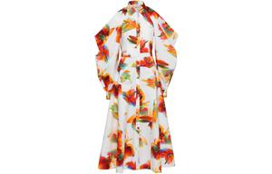 Длинное платье с длинными рукавами Женщины Оптик Уайт Alexander McQueen