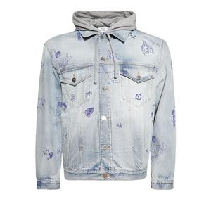 Куртка Vetements Scribbled Hooded Denim Jacket Light Blue, синий