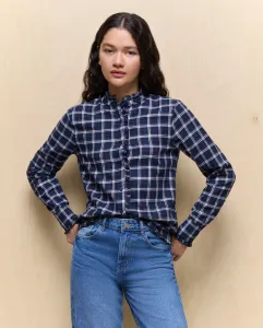 Женская рубашка в клетку с рюшами Easy Wear, синий