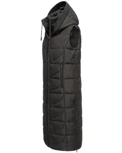 Стеганый жилет Navahoo "Крендель", теплый, длинный женский уличный жилет с капюшоном, черный