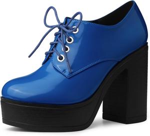 Женские ботильоны Allegra K на платформе с шнуровкой и массивным каблуком, Königsblau