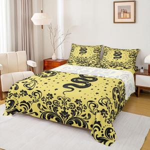 Erosebridal Готический комплект постельного белья Full черный с золотом Halloween Damask с змеиным принтом для детей, Black Gold