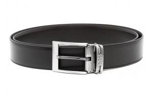 HUGO BOSS Кожаный ремень с пряжкой для мужчин черный, Black