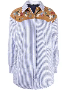 Дутая куртка-рубашка в полоску PALM ANGELS, синий