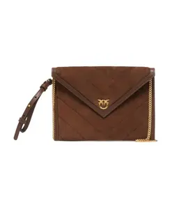 Коричневая кожаная сумка-клатч, элегантный вечерний вариант. Pinko, коричневый