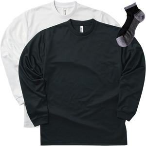 Футболка с длинными рукавами и круглым вырезом Glimmer 00304-ALT, сухая, 113 г (4,4 унции), бело-черный