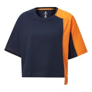 Футболка capsule series splicing contrasting colors round neck short sleeve blue Converse, синий