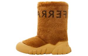 Лыжные ботинки из овчины с логотипом Ferragamo, легкий коричневый