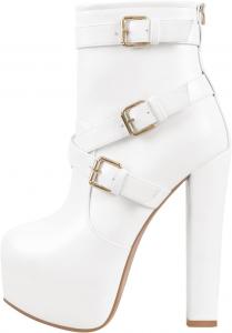 Женские ботильоны на платформе Gogo с высокой толстой подошвой, боковой молнией, круглым носком, удобные, для вечеринок, повседневные ботинки Onlymakerheels, White K