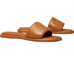 Сандалии Tory Burch Double T Sport Slide, цвет Bourbon Miele/Gold
