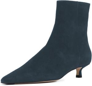 Женские закрытые ботильоны FOWT с заостренным носком, боковой молнией, низким каблуком, однотонные, осенние, повседневные, для работы, вечеринок, для платья, размеры US 4-16, Navy