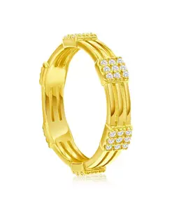 Кольцо вечности из стерлингового серебра с тремя рядами квадратных фианитов, позолоченное Simona, gold