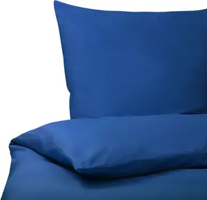 Комплект постельного белья BELIANI, синий, однотонный, хлопок, 3 предмета, комфортный размер, для двуспальной кровати 220x240 см, 2 наволочки и пододеяльник с застежкой на пуговицы Beliani