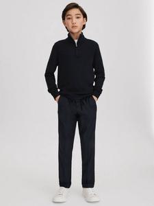 Детский свитер Blackhall с воронкообразным воротником и полумолнией из шерсти Reiss, Navy