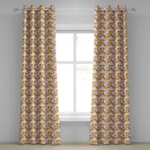 Шторы на люверсах ABAKUHAUS Нарцисс, сложный красочный, подробный цветочный узор Любовь к шести смешанным цветам нарцисса, декоративные двухпанельные шторы, 280 см x 175 см, разноцветные