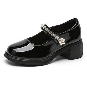 Износостойкие дышащие низкие детские кожаные туфли для подростков Wooden Rabbit, черный