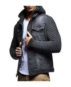 Мужская джинсовая куртка LN5240 с вязаными рукавами Leif Nelson, синий